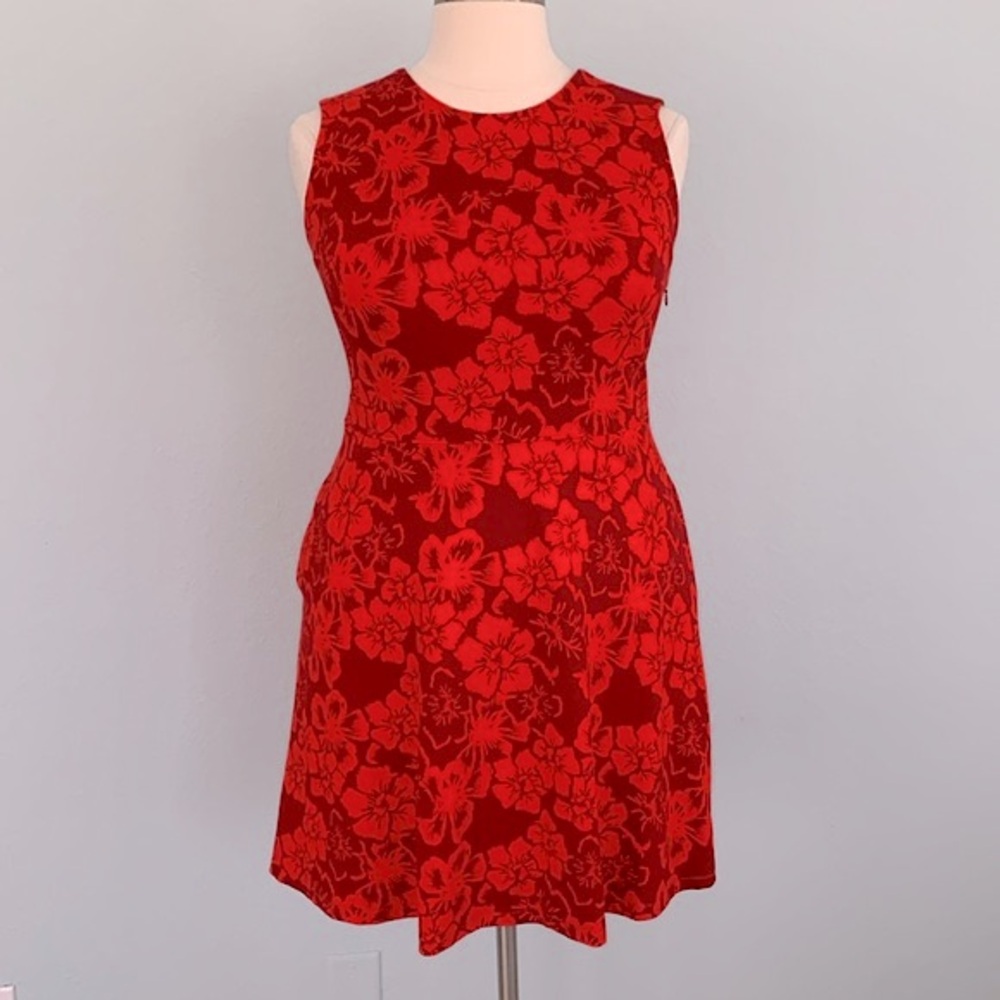 Lands’ End Tropical Print Ponte Fit and Flare Dress